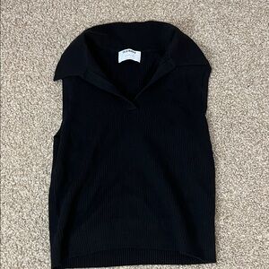 Black Sleeveless Collar Tank